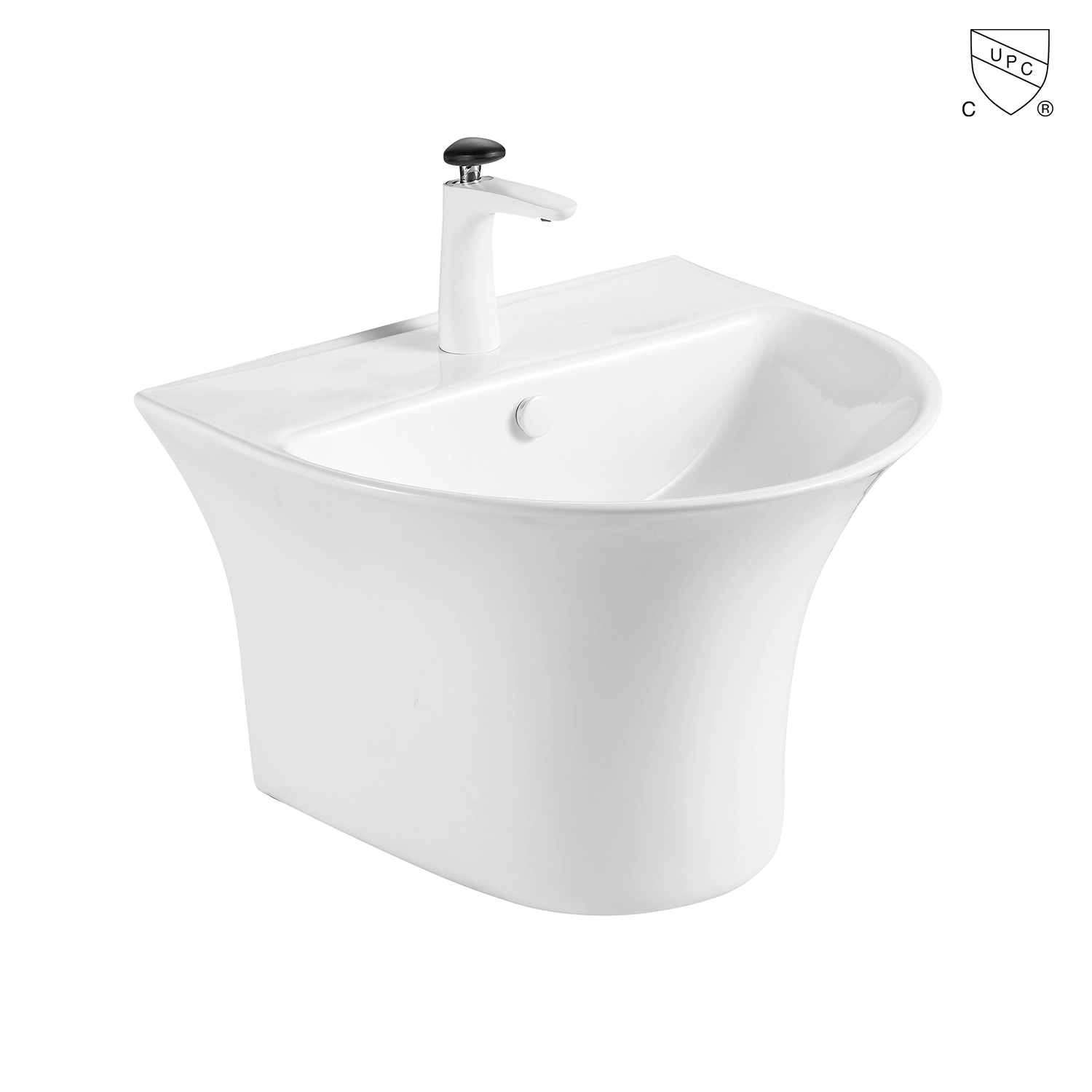 Wall-mount white ceramic lavatory basin bathroom wall-hung wash basin slim rim semi-pedestal wall mounted sink